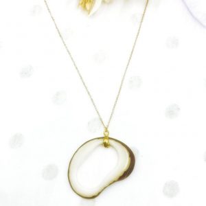 Collier ivoire- chaîne plaqué or