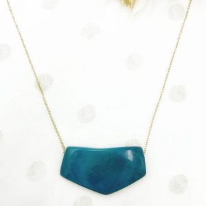 Collier trapèze turquoise -chaîne plaqué or