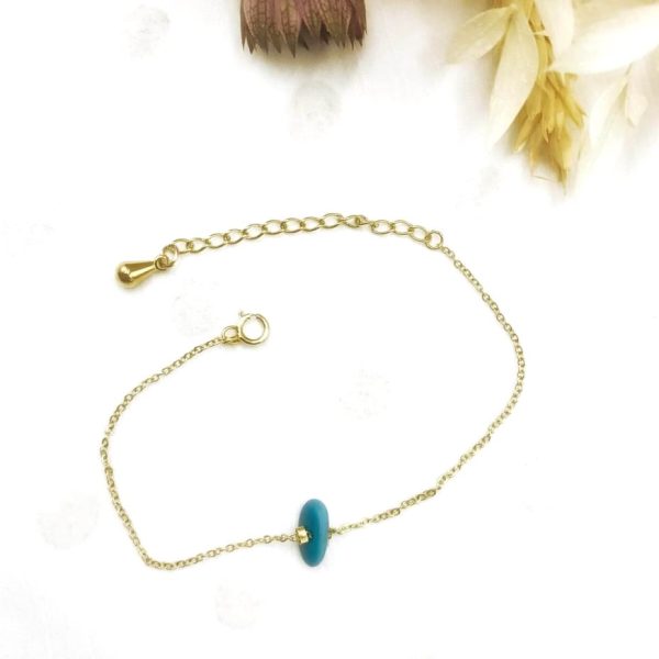 Bracelet turquoise - chaîne plaqué or