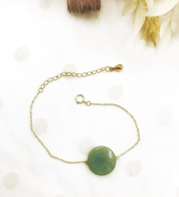 Bracelet vert - chaîne plaqué or
