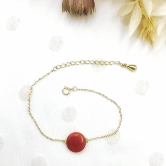 Bracelet rouge - chaîne plaqué or