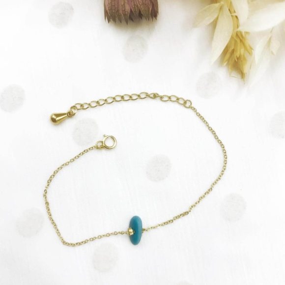Bracelet turquoise - chaîne plaqué or