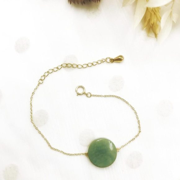 Bracelet vert - chaîne plaqué or